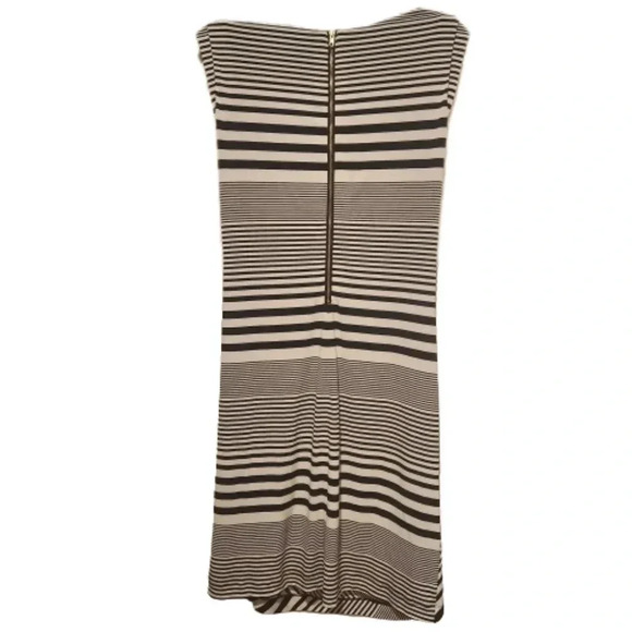 Tahari black & white sleeveless dress w/ gold zippered back Size 8 - Picture 2 of 7